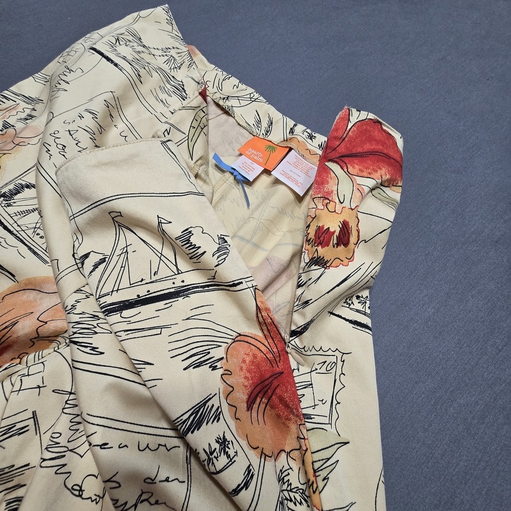 Hearts Of All Over Vintage Postcard Print Women Capri Pants Sz 12 Side Waist Zip - Picture 5 of 9